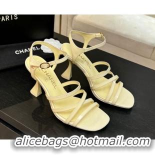 Good Looking Chanel Patent Calfskin Leather Heel Sandals 9cm G46901 Yellow 2026