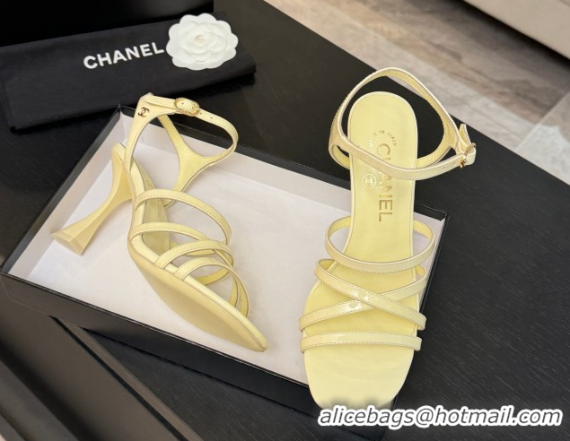 Good Looking Chanel Patent Calfskin Leather Heel Sandals 9cm G46901 Yellow 2026
