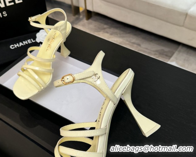 Good Looking Chanel Patent Calfskin Leather Heel Sandals 9cm G46901 Yellow 2026