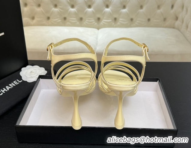 Good Looking Chanel Patent Calfskin Leather Heel Sandals 9cm G46901 Yellow 2026