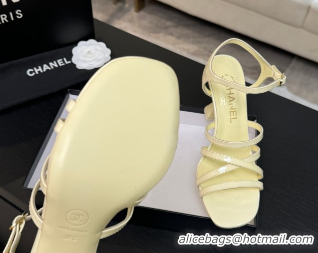 Good Looking Chanel Patent Calfskin Leather Heel Sandals 9cm G46901 Yellow 2026