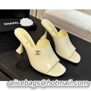 Sumptuous Chanel Patent Calfskin Leather Heel Slides Sandal 9cm G46904 Yellow 2026