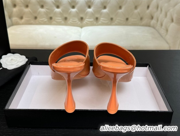 Classic Hot Chanel Patent Calfskin Leather Heel Slides Sandal 9cm G46904 Orange 2026