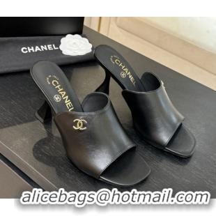 Sophisticated Chanel Calfskin Leather Heel Slides Sandal 9cm G46904 Black 2026