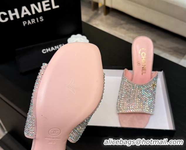 Best Price Chanel Suede & Strass Heel Slides Sandal 9cm G46904 Pink 2026