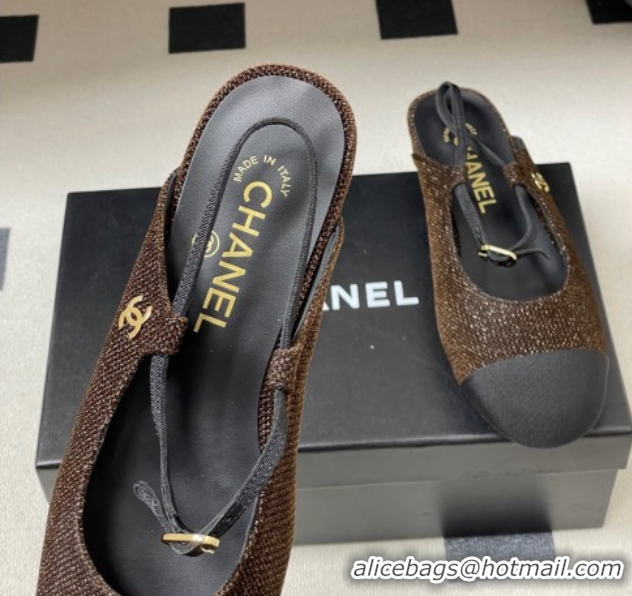 Unique Style Chanel Tweed & Grosgrain Slingbacks Flat CH122401 Brown 2026