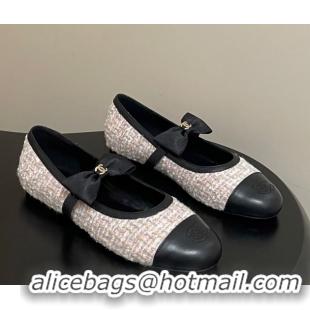 Buy Luxury Chanel Tweed & Leather Ballet Flats with Bow CH122402 Pink/Black 2026