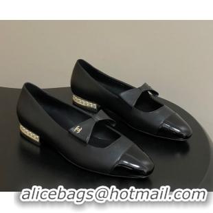 Top Grade Chanel Lambskin & Patent Leather Ballet Flats with Bow CH122403 Black2 2026