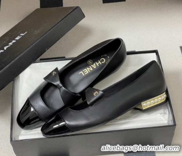Top Grade Chanel Lambskin & Patent Leather Ballet Flats with Bow CH122403 Black2 2026