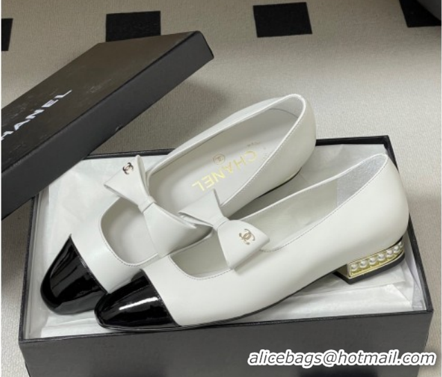 Inexpensive Chanel Lambskin & Patent Leather Ballet Flats with Bow CH122403 Black/White 2026