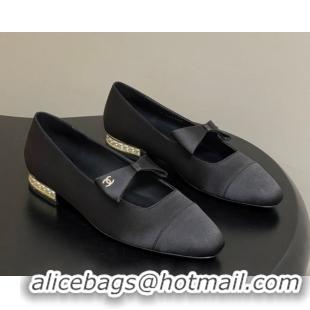 Hot Style Chanel Satin Ballet Flats with Bow CH122403 Black 2026