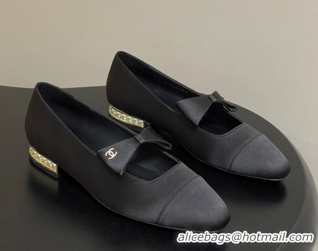 Hot Style Chanel Satin Ballet Flats with Bow CH122403 Black 2026