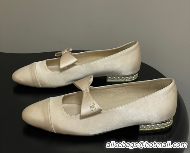 Good Looking Chanel Satin Ballet Flats with Bow CH122403 Beige 2026