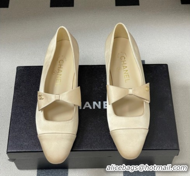Good Looking Chanel Satin Ballet Flats with Bow CH122403 Beige 2026
