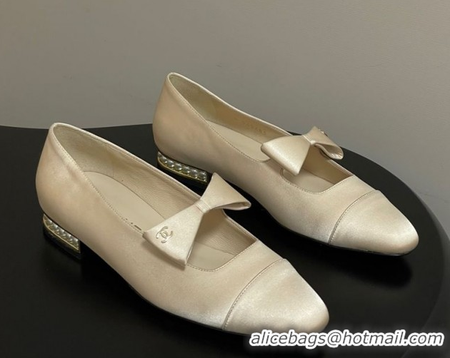 Good Looking Chanel Satin Ballet Flats with Bow CH122403 Beige 2026