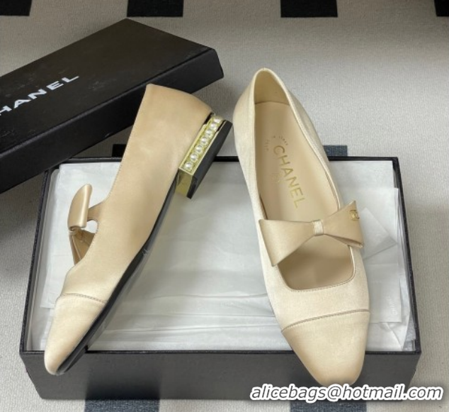 Good Looking Chanel Satin Ballet Flats with Bow CH122403 Beige 2026