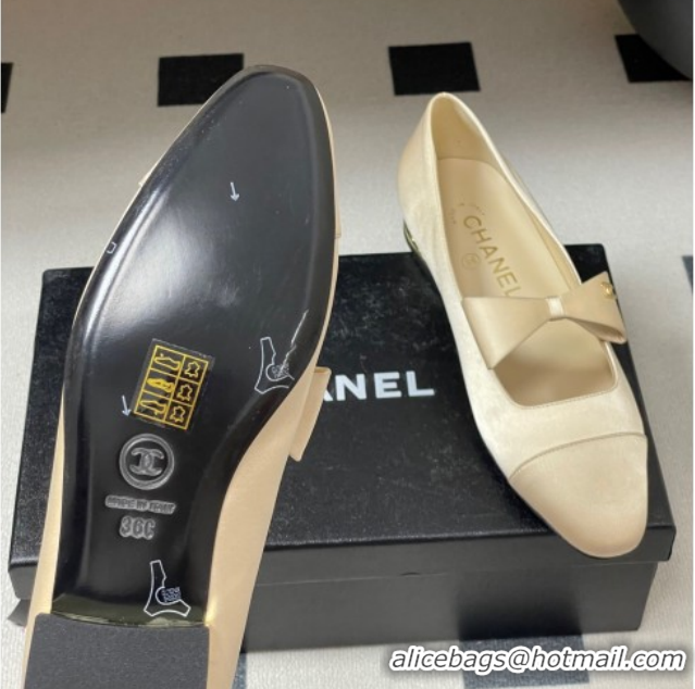 Good Looking Chanel Satin Ballet Flats with Bow CH122403 Beige 2026