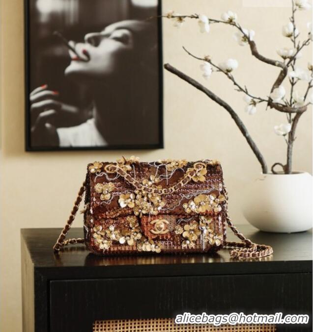 Grade Design Chanel Sequins Mini Classic Flap Bag CH11610 Brown 2025