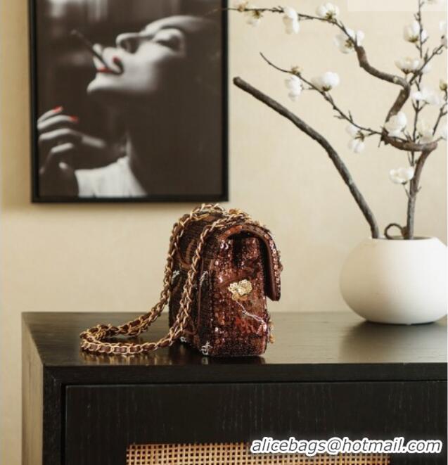 Grade Design Chanel Sequins Mini Classic Flap Bag CH11610 Brown 2025