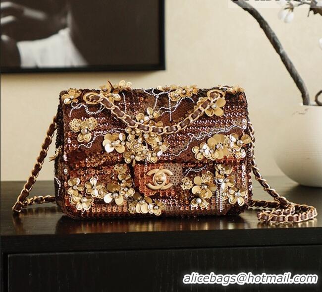Grade Design Chanel Sequins Mini Classic Flap Bag CH11610 Brown 2025
