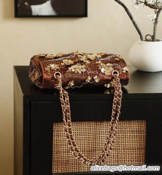Super Quality Chanel Sequins Medium Classic Flap Bag CH11611 Brown 2025