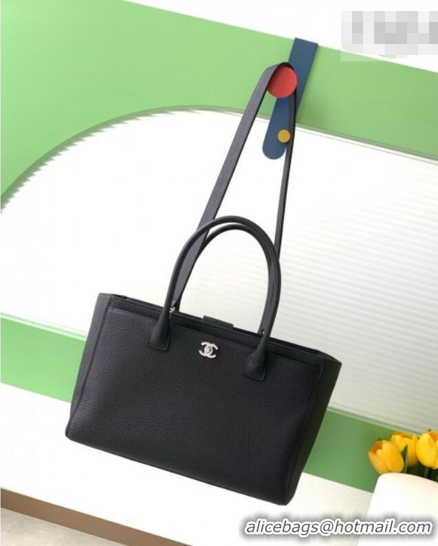 Top Grade Chanel Medium Tote Bag in Grained Calfskin AS2157 Black/Silver 2026