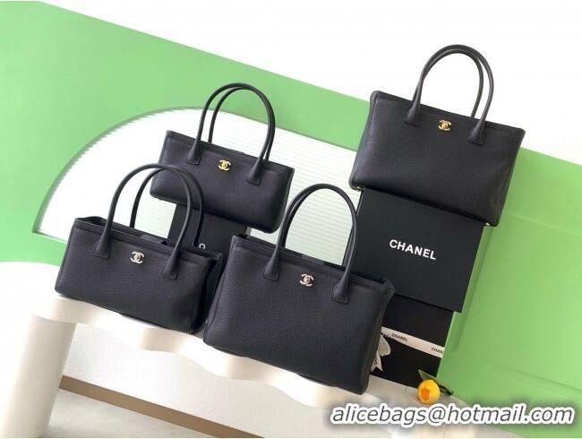 Top Grade Chanel Medium Tote Bag in Grained Calfskin AS2157 Black/Silver 2026