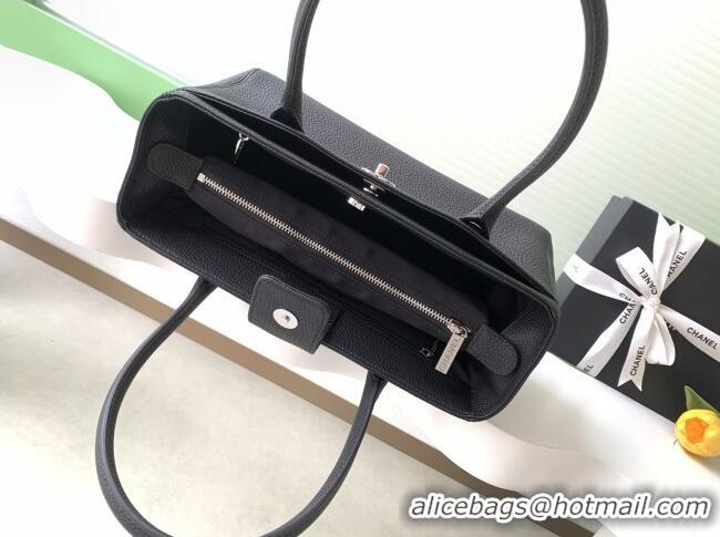 Luxury Discount Chanel Small Tote Bag in Grained Calfskin AS2156 Black/Silver 2026