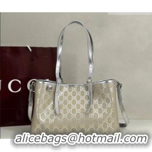Best Price Gucci GG Canvas Emblem Medium Tote Bag 815214 Silver