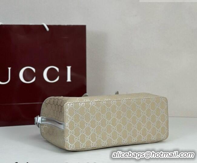 Best Price Gucci GG Canvas Emblem Medium Tote Bag 815214 Silver