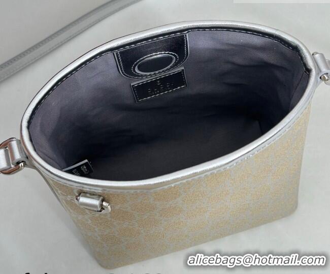 Promotional Gucci GG Canvas Emblem Nano Bucket Bag 847090 Silver 2026
