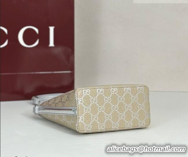 Promotional Gucci GG Canvas Emblem Nano Bucket Bag 847090 Silver 2026