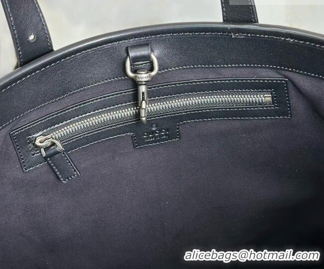 Best Quality Gucci Mens GG Leather Emblem large tote bag 850218 Black 2026
