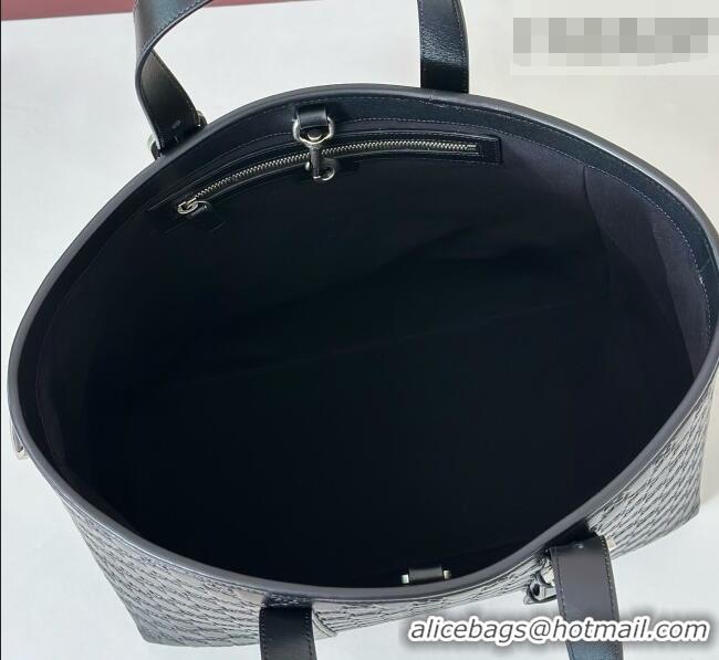 Best Quality Gucci Mens GG Leather Emblem large tote bag 850218 Black 2026