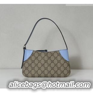 Luxury Discount Gucci GG Canvas Emblem Mini Shoulder bag 820696 Light Blue 2026