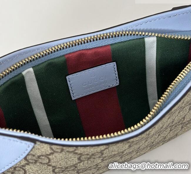 Luxury Discount Gucci GG Canvas Emblem Mini Shoulder bag 820696 Light Blue 2026
