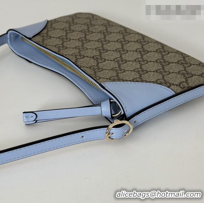 Luxury Discount Gucci GG Canvas Emblem Mini Shoulder bag 820696 Light Blue 2026