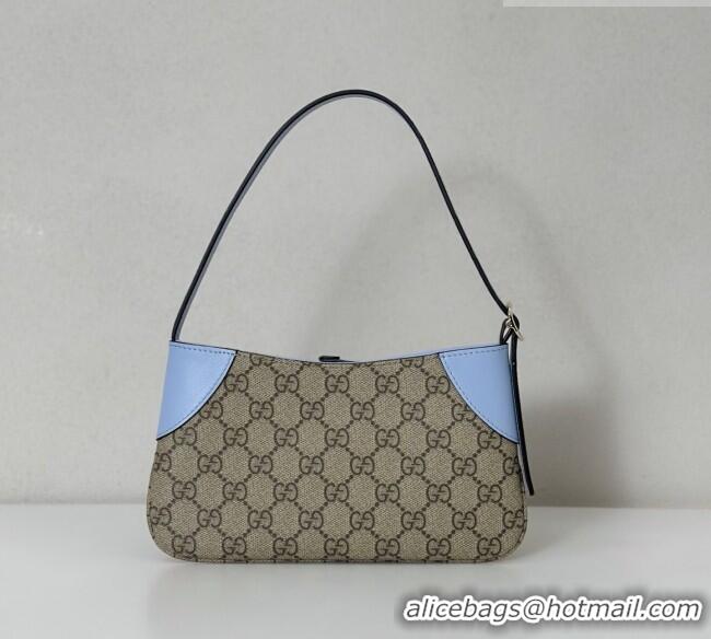 Luxury Discount Gucci GG Canvas Emblem Mini Shoulder bag 820696 Light Blue 2026