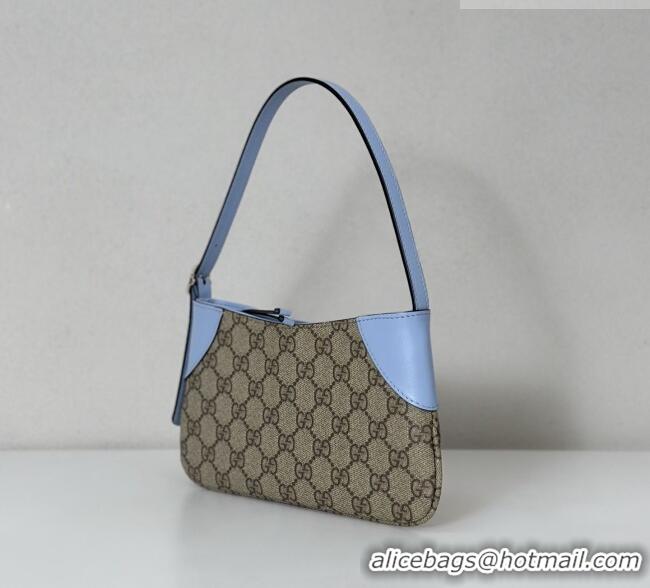 Luxury Discount Gucci GG Canvas Emblem Mini Shoulder bag 820696 Light Blue 2026
