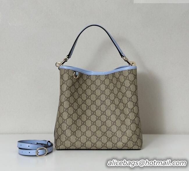 Good Product Gucci GG Canvas Emblem Medium Bucket Bag 815103 Light Blue 2026