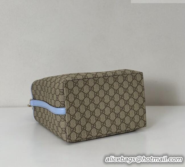 Good Product Gucci GG Canvas Emblem Medium Bucket Bag 815103 Light Blue 2026