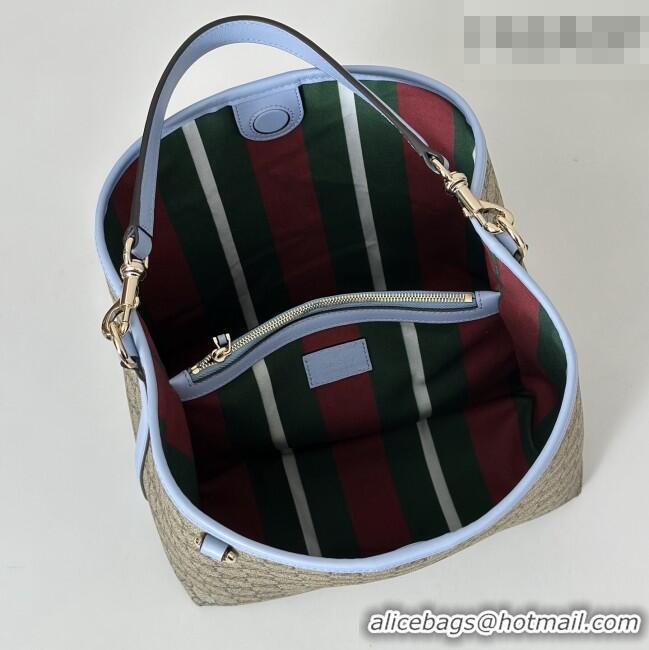 Good Product Gucci GG Canvas Emblem Medium Bucket Bag 815103 Light Blue 2026
