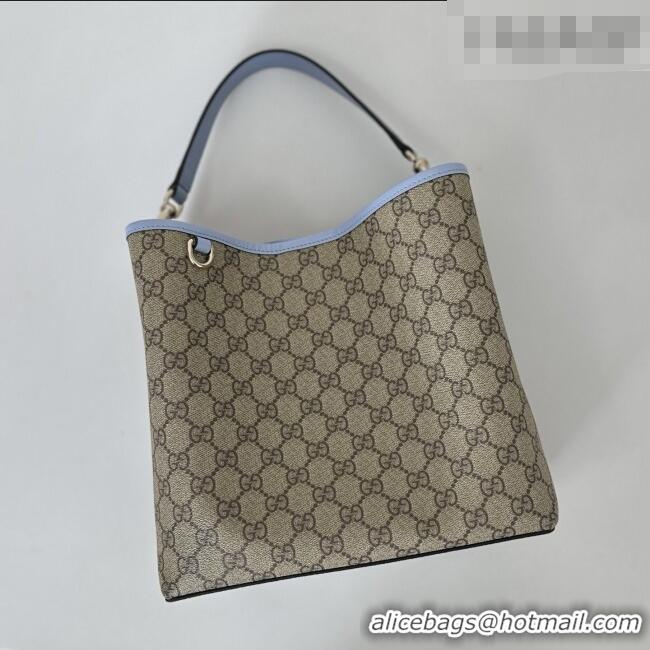 Good Product Gucci GG Canvas Emblem Medium Bucket Bag 815103 Light Blue 2026
