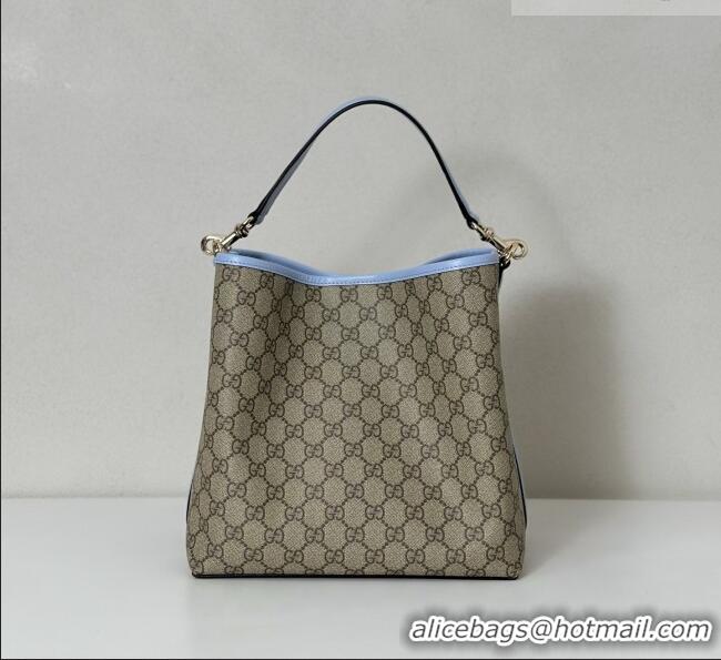 Good Product Gucci GG Canvas Emblem Medium Bucket Bag 815103 Light Blue 2026