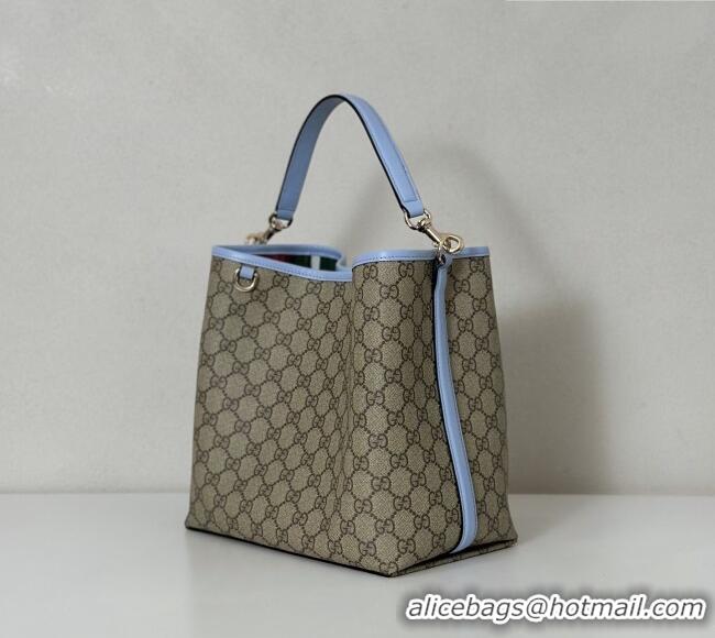 Good Product Gucci GG Canvas Emblem Medium Bucket Bag 815103 Light Blue 2026