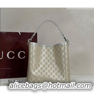 Affordable Price Gucci GG Canvas Emblem Medium Bucket Bag 815103 Silver 2026