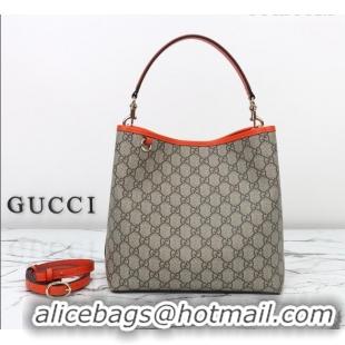 Shop Discount Gucci GG Canvas Emblem Medium Bucket Bag 815103 Orange 2026