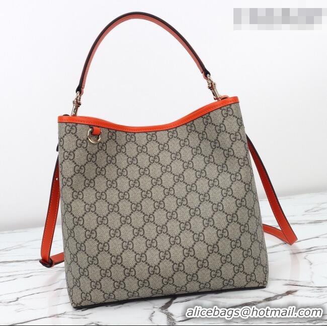 Shop Discount Gucci GG Canvas Emblem Medium Bucket Bag 815103 Orange 2026