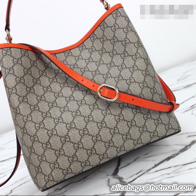 Shop Discount Gucci GG Canvas Emblem Medium Bucket Bag 815103 Orange 2026