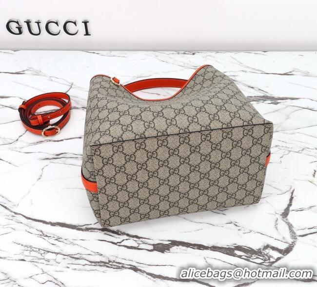 Shop Discount Gucci GG Canvas Emblem Medium Bucket Bag 815103 Orange 2026